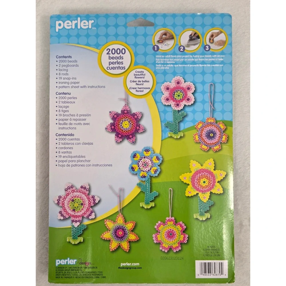 Perler Flower Madness Fused Bead Kit 2000 Beads 8 Projects 80-62870 New